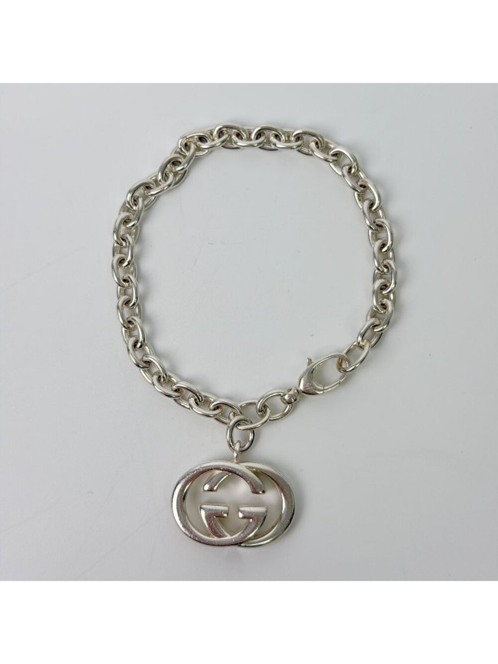 Gucci Interlocking Charm Chain Bracelet 925 Sterling Silver Vintage